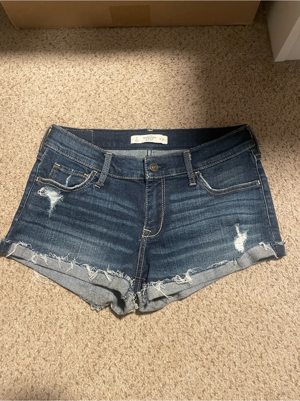 A&F Women's Dark Blue Denim Shorts 25